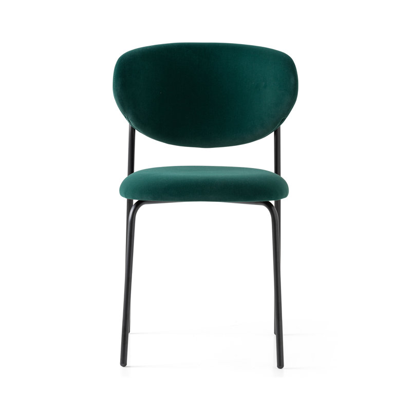 Chaise rembourrée Cozy, Vert forêt, Noir mat
