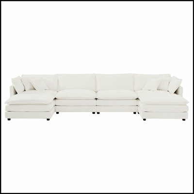 Canapé confortable en forme de U avec méridienne réversible, conception modulaire et double repose-pieds supplémentaire