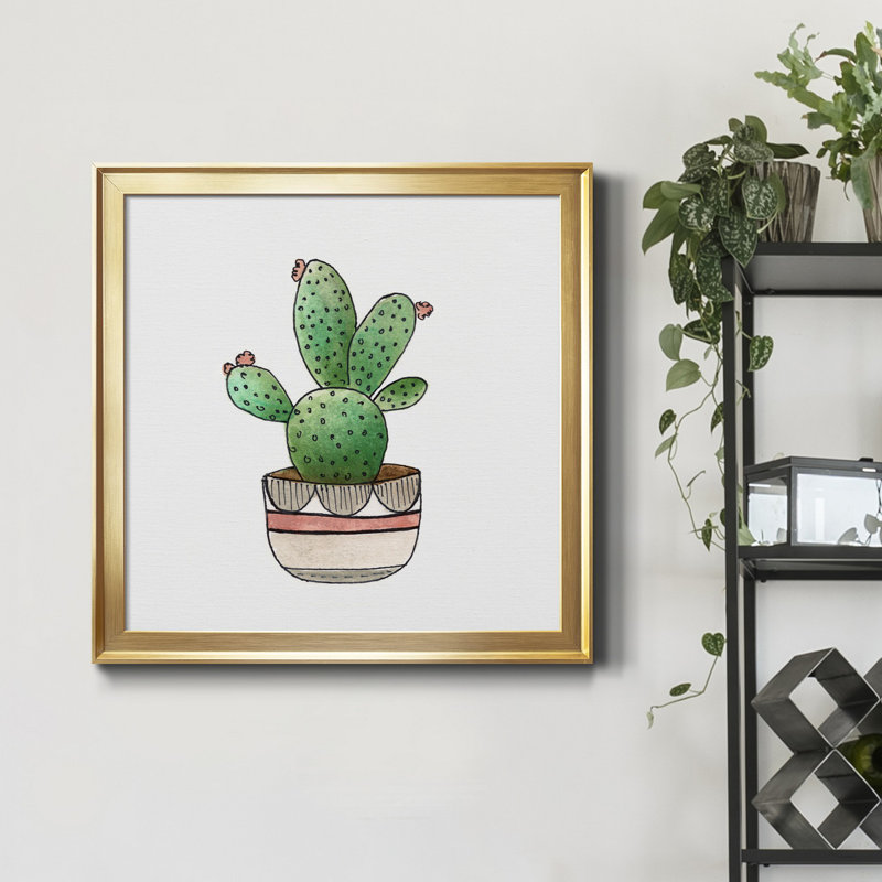Boho Greenery III - peinture sur toile encadrée, H 30,5 po x l 30,5 po x P 1,5 po, Toile encadrée dorée