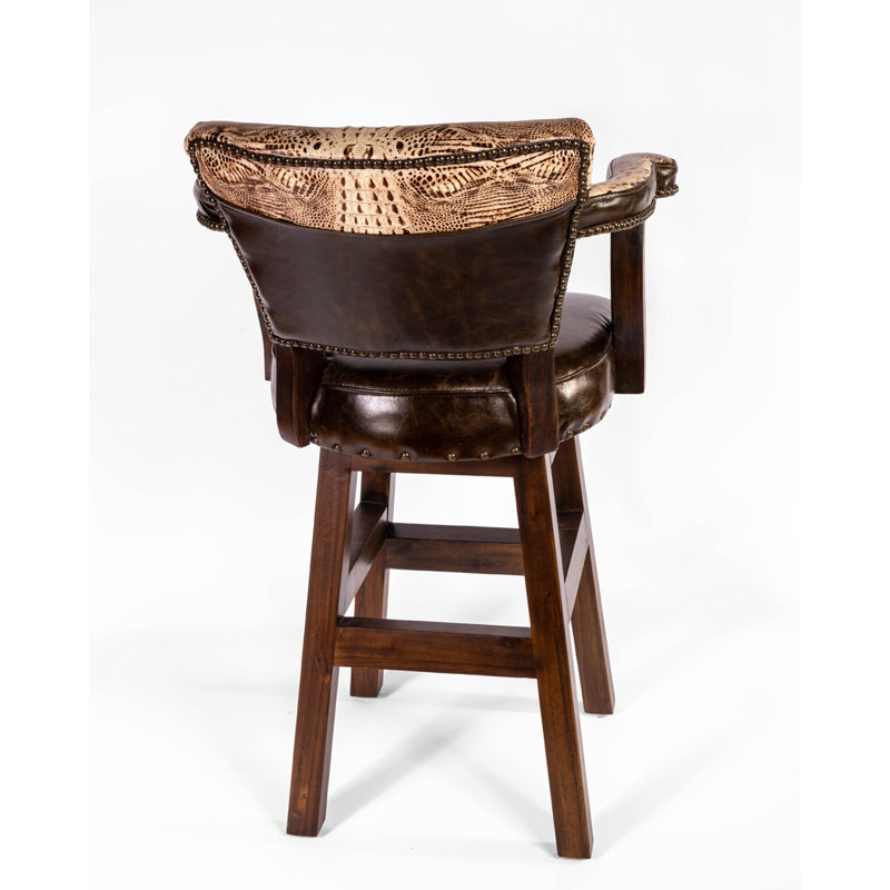Swivel Upholstered Stool with Solid Wood Frame, Counter Stool (26” Seat Height)