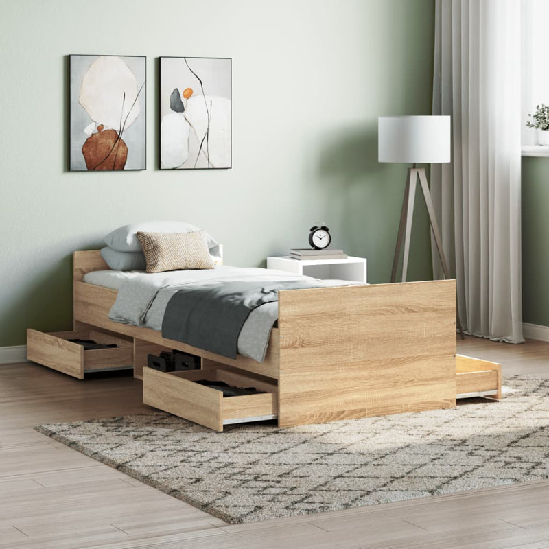 Addylen Storage Bed, Sonoma Oak, Small Single (2'6)
