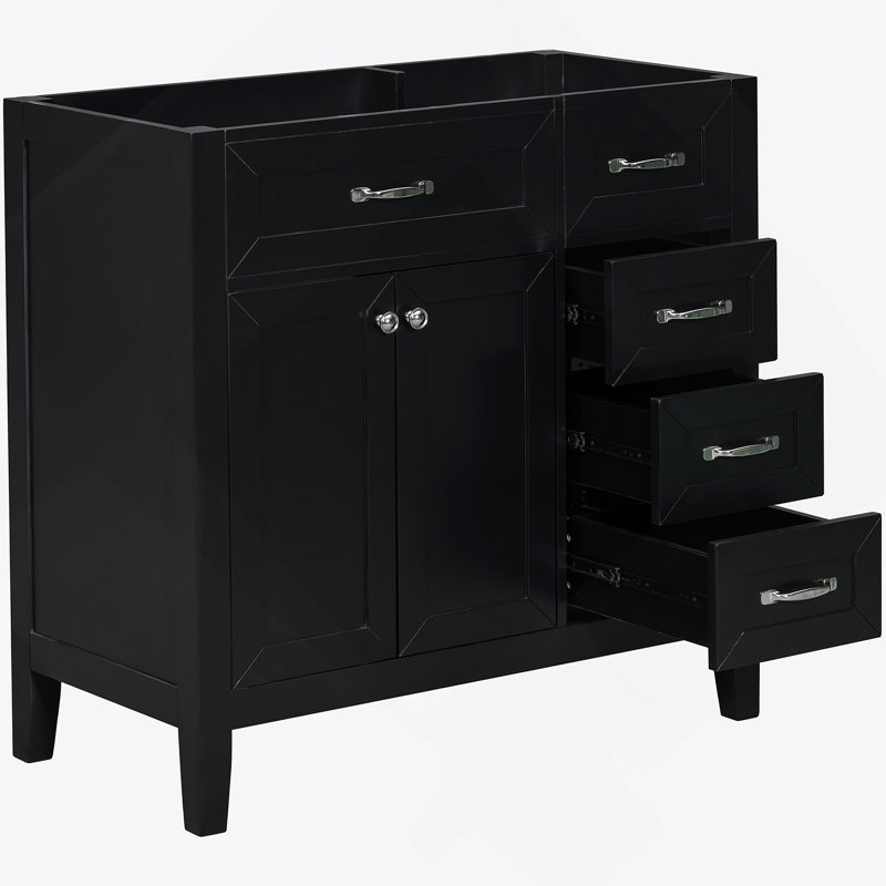 Meuble-lavabo 36 po sans lavabo, base d'armoire seulement, armoire de salle de bain, Noir