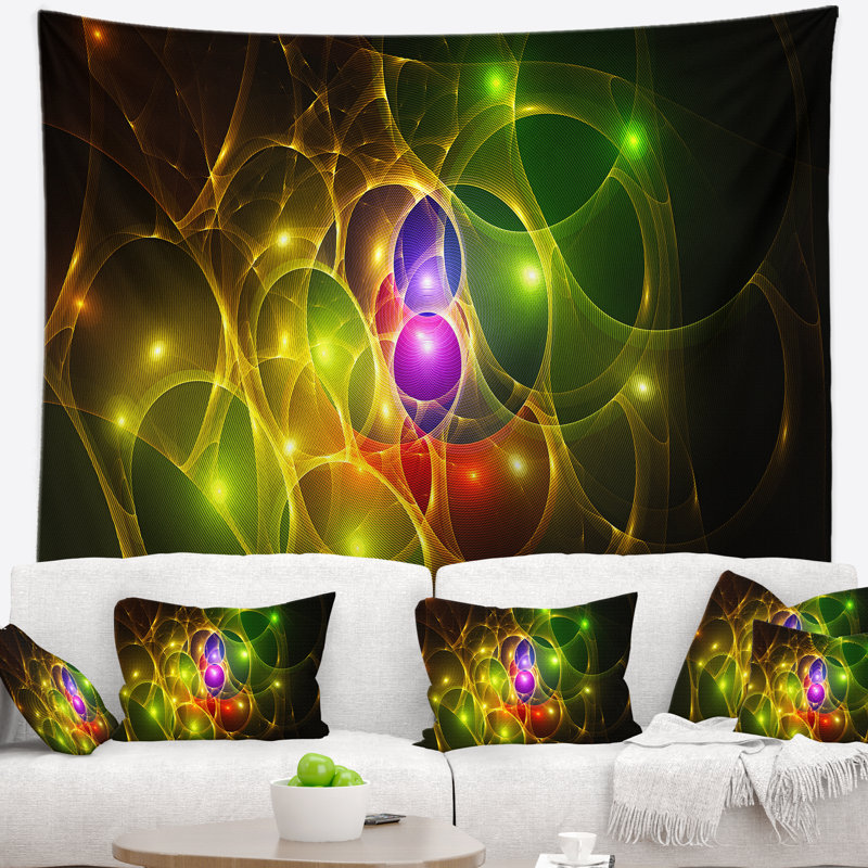 Tapisserie abstrait rose bubbles time, H 32 po x l 39 po, Vert