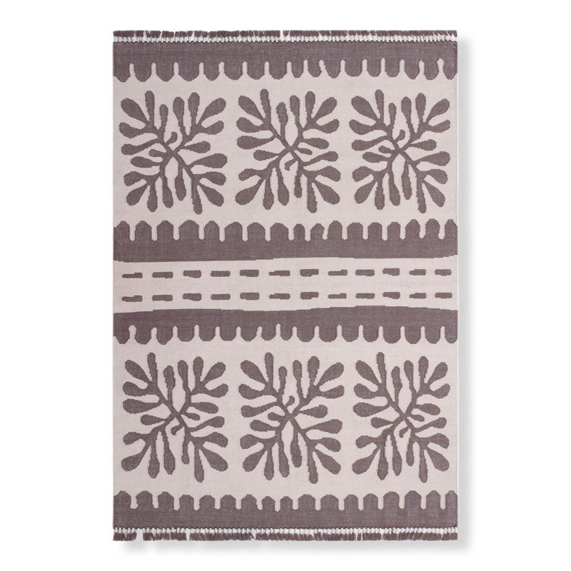 Margo Floral Area Rug in Brown/Tan, Rectangle 6' x 9'