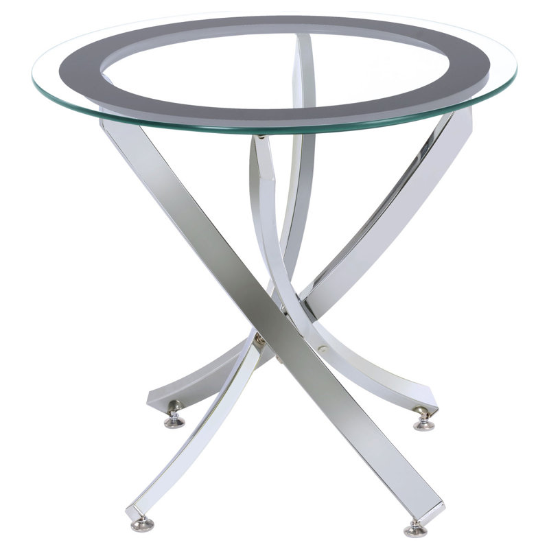 Table de bout Connors, Transparent / Silver, 21.99" H x 23.49" W x 23.49" D