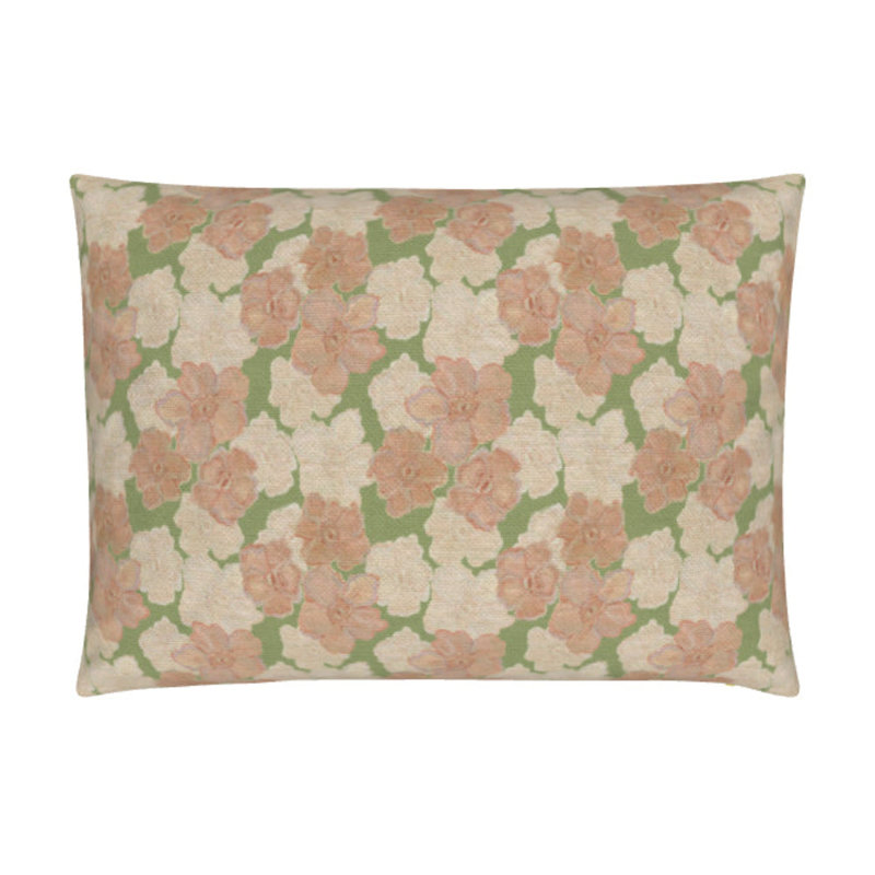 Trois Fleurs Lumbar Pillow Cover & Insert, Olive and Peche Floral