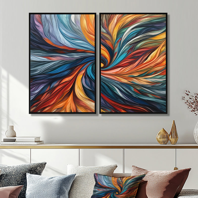 Spiral Symphony III - Abstract Spirals, impression sur toile encadrée, Noir, H 36 po x l 48 po, Impression encadrée flottante