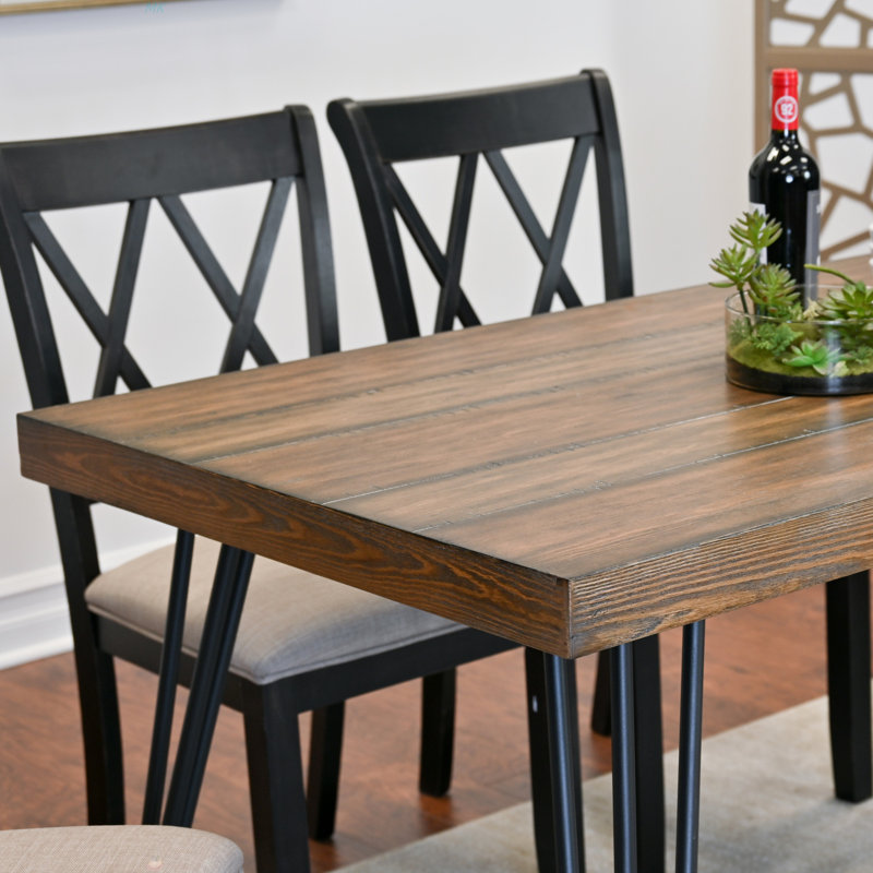 Ensemble de salle à manger 5 pièces, table à manger en épingle à cheveux avec 4 chaises à dossier croisé