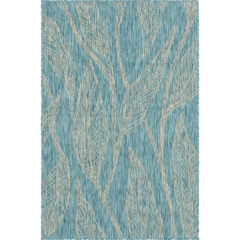 Outdoor Kona Area Rug Sea Color, Rectangle 4' x 6'