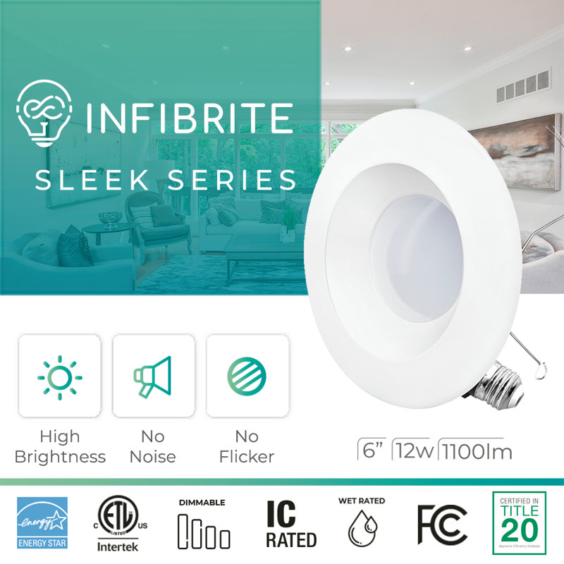 6'' White Aluminum Dimmable LED Retrofit Recessed Lighting Kit