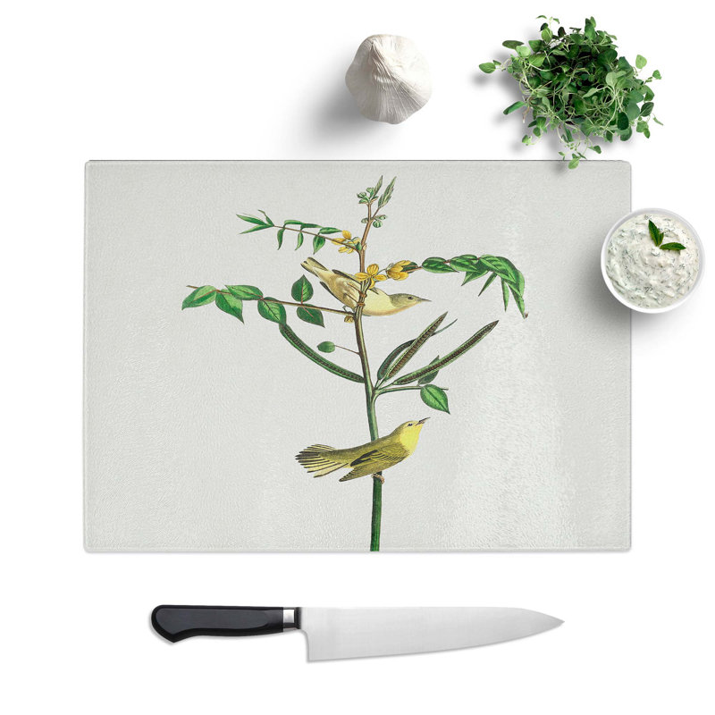 Tempered Glass Children's Warbler Birds Chopping Board, 39 cm W x 28.5 cm L