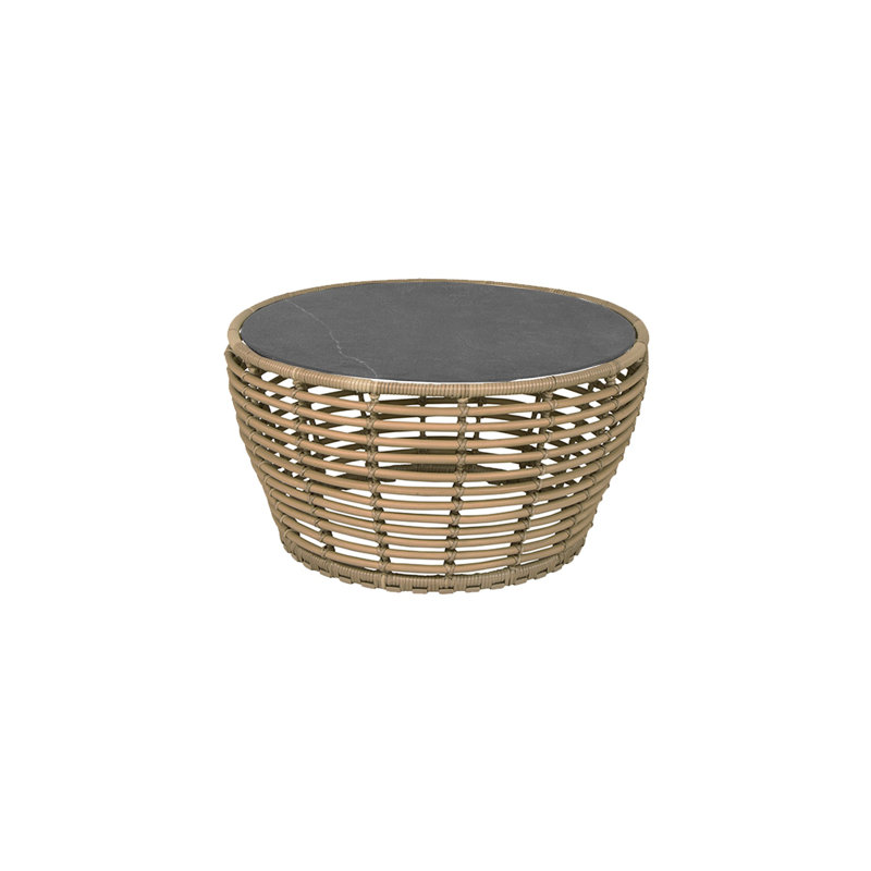 Basket Outdoor Round Coffee Table, 30" W x 30" L x 16" H, Graphite/Fossil Black