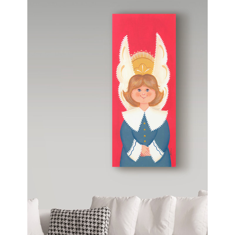 « blue ange on red », art sur toile, H 47 po x l 20 po x P 2 po