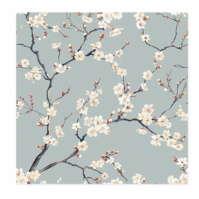 «Botanical Sakura Cherry Blossom Tree», reproduction d'art asiatique sans cadre, H 28 po x l 28 po