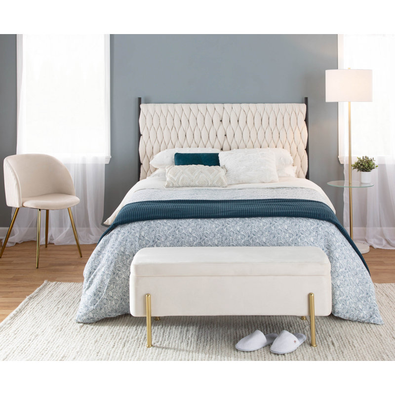 Tête de lit tapissier Maddison, Sherpa crème