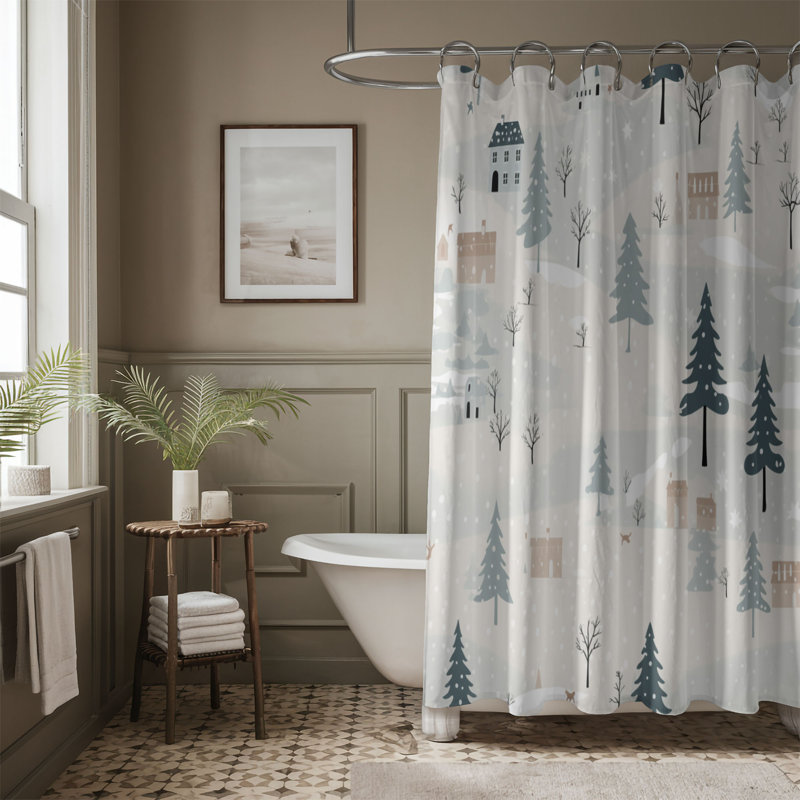 Rideau de douche Blue Yuletide - Premium, H 74 po x l 71 po