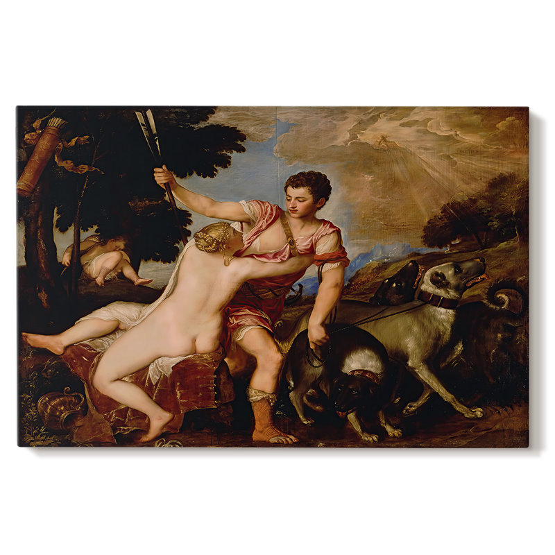Vénus et Adonis-Titien (Tiziano Vecelli) - Toile tendue avec châssis - 1554, 32 x 48