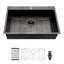 30 x 22 x 9 inch Drop In Kitchen Sink - Topmount Gunmetal Stainless Steel 16 Gauge Singe Bowl Kitchen Sink Basin