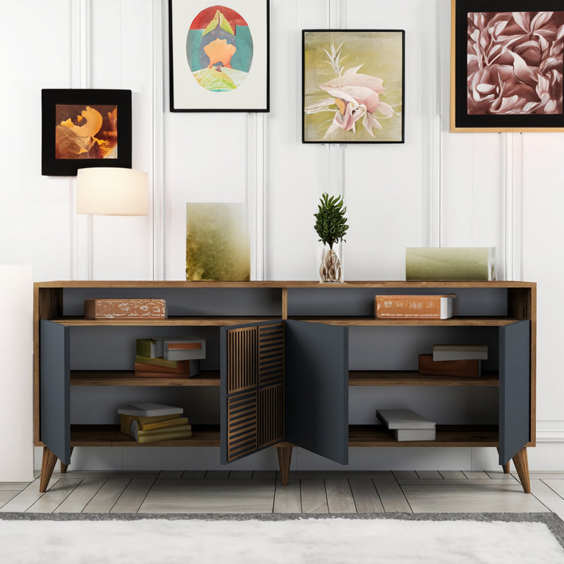 Lusio 70.9'' Console Table, Walnut/Anthracite