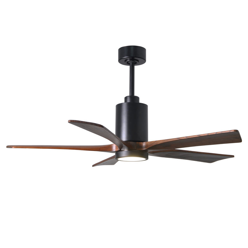 Patricia 52'' Ceiling Fan with LED Lights, Matte Black, Walnut Tone