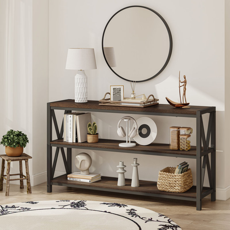 Console 65,12 po Guinna, Noyer foncé/noir