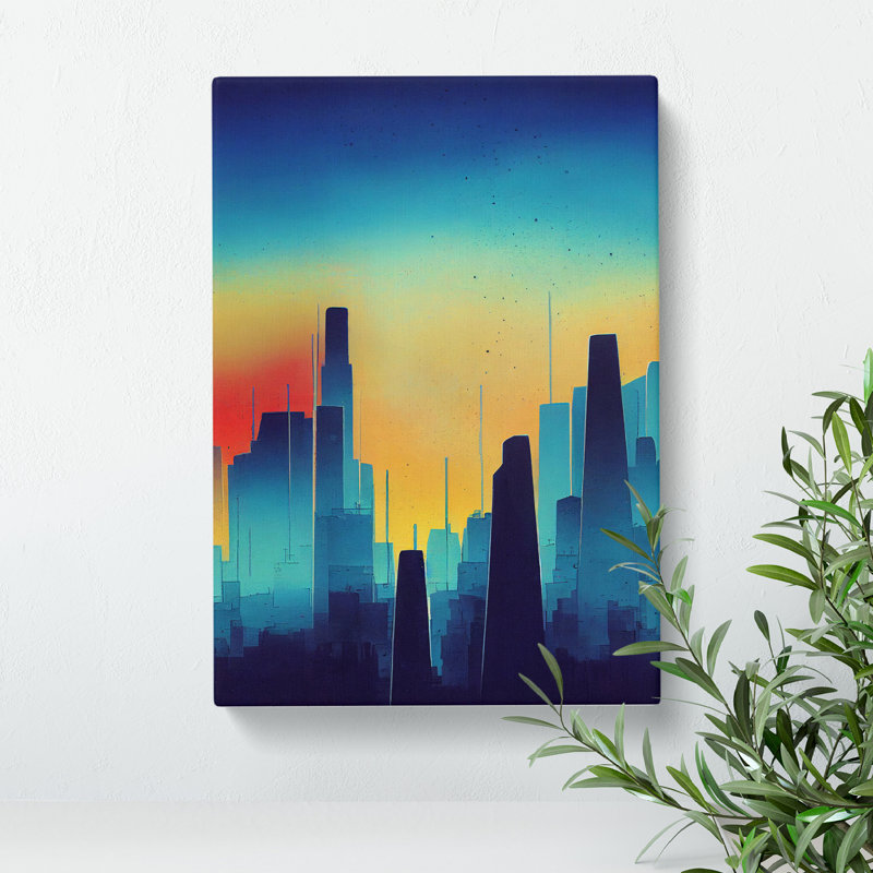 City Skyline Sunrise - Print, Wrapped Canvas, 50cm H x 35cm W x 3cm D, No Matte