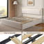 Structure de grand lit avec 4 tiroirs de rangement, lumières DEL et ports USB, support de lattes en bois massif tapissier, beige-1902321498-1902321500