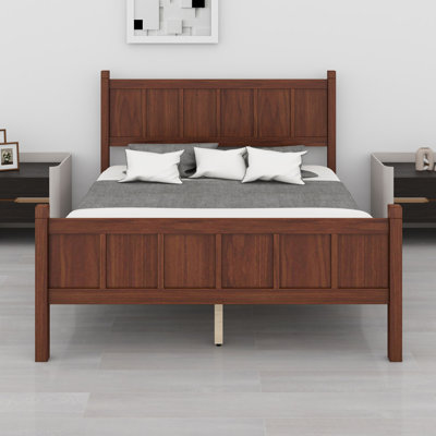 Farmhouse Design Flat Panel Bed with Headboard,and Sleek Platform Frame