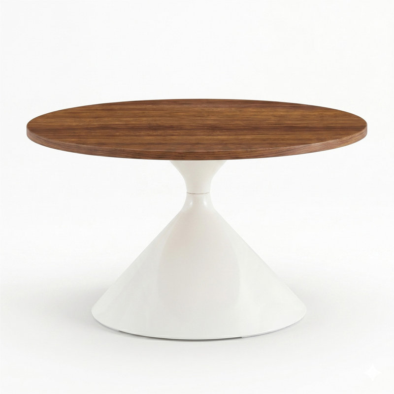 Ensemble de 2 tables basses rondes, plateau de table à motif noyer avec base en acier, table basse multifonctionnelle à la mode