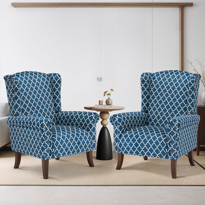 31.5"Wide Wing Back Upholstered Armchair With Nailhead Trim