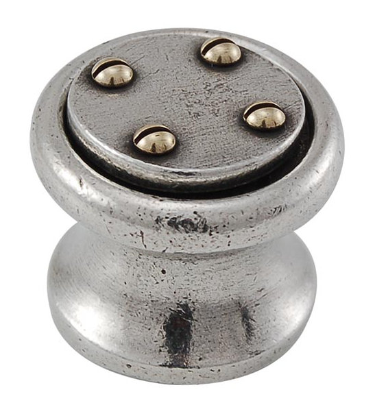 Archimedes Mushroom Knob, Vintage Pewter, 1" H x 1" W x 0.875" D
