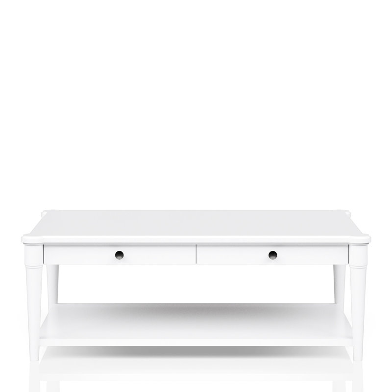Table de cocktail blanche avec rangement et 2 tiroirs