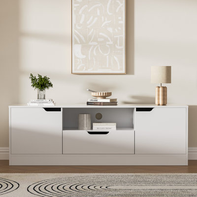 Tv Stand For 55/60/65 Inch Tv, Entertainment Center With 2 Doors & Drawer, Media Tv Console Table With Storage Cabinet For Living Room, Bedroom