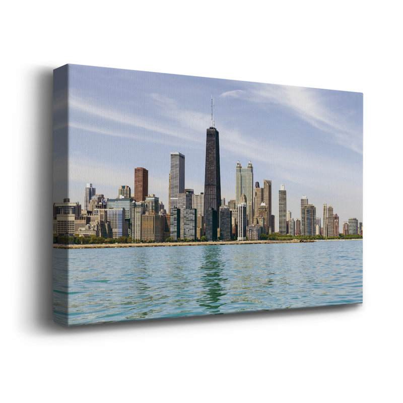48_Windy City Chicago, toile tendue avec châssis de qualité supérieure - prête à être accrochée, H 16 po x l 27 po x P 1,5 po