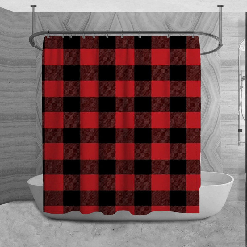 Rideau de douche à carreaux Zackeriah, H 73 po x l 70 po