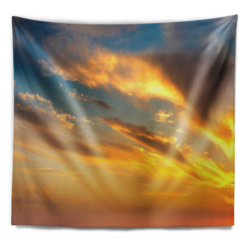 Tapisserie «Seashore Amazing Golden Sky at Sunset», H 50 po x l 60 po