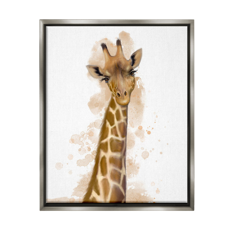 "Giraffe & Modern Splash" par Matthew Piotrowicz sur toile, Cadre flottant gris lustré, H 21 po x l 17 po