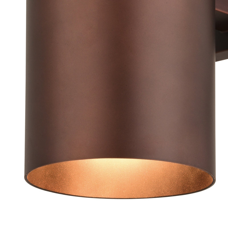 Edith Aluminum Outdoor Armed Sconce, Bronze, 14.25" H x 5" W x 8" D, Up/Down
