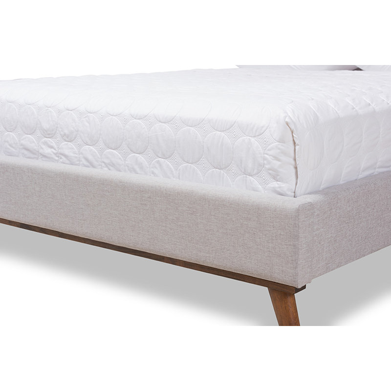 Lit plateforme tapissier Worcester, Beige-gris, Double