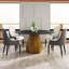 59.05" Round Marble Dining Table With Metal Base, Artificial Marble For 6-8 People, Dining Room/Living Room Kitchen Dining Table(Not Including Chairs)