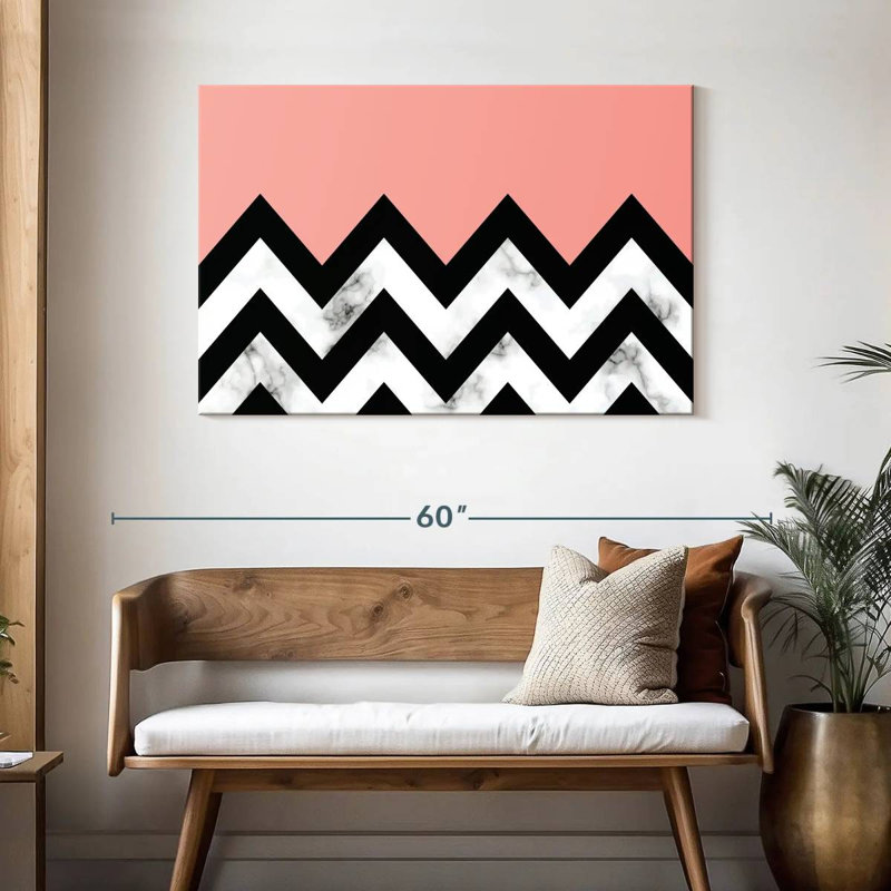 Avery abstrait zigzag contraste de marbre, H 30 po x l 45 po