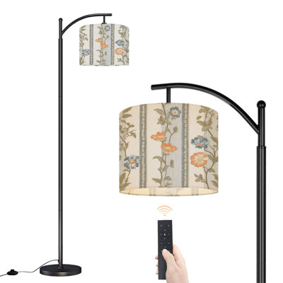 Lampe sur pied à arc avec abat-jour réglable Vintage Floral Blue Orange Flowers