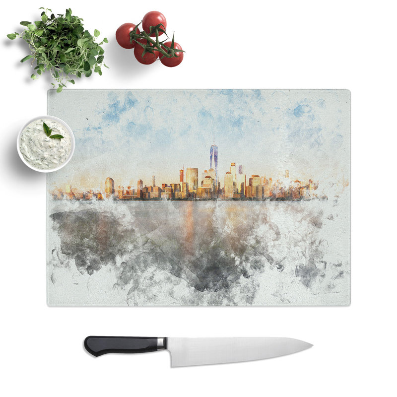 Tempered Glass the New York Skyline Chopping Board, 28.5 cm x 39 cm