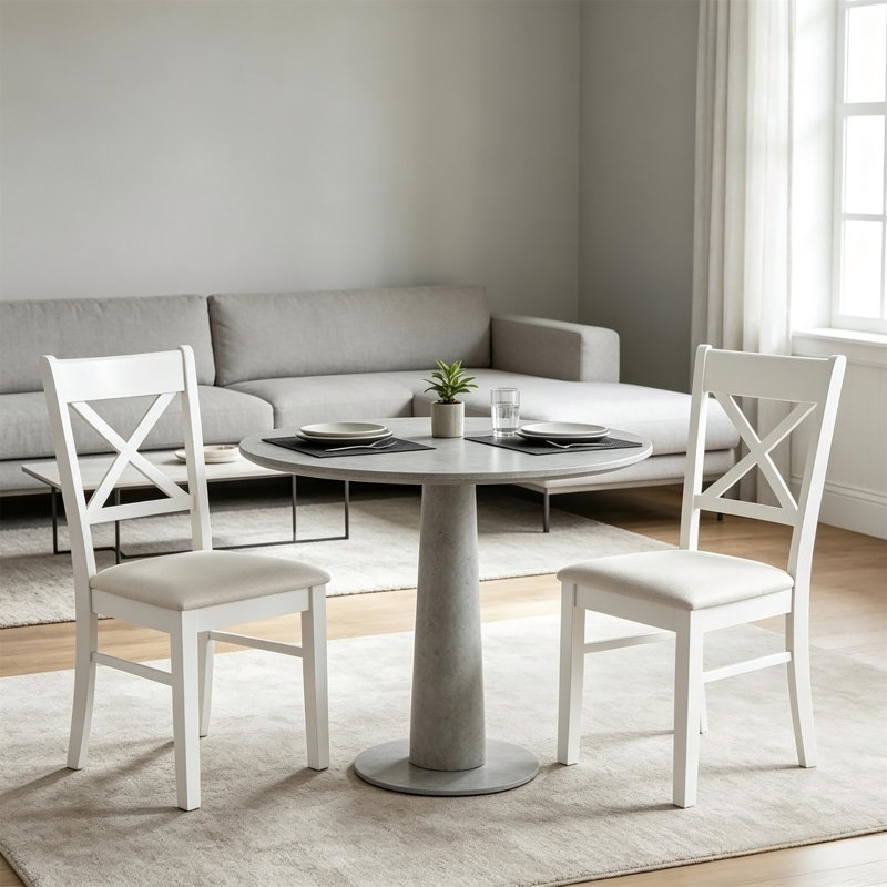 Chaises de salle à manger, Beige, blanc, Beige, blanc