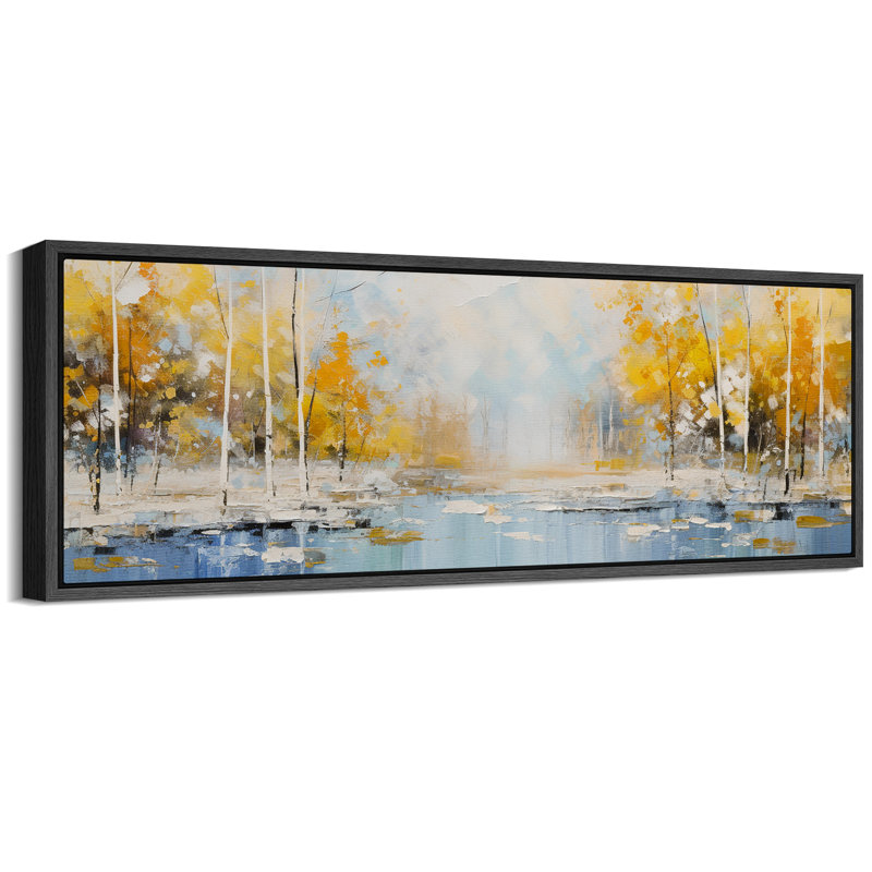«Vibrant Autumn Abstract Birch Trees Nature Landscape», reproduction d'art sur toile, H 20 po x l 60 po