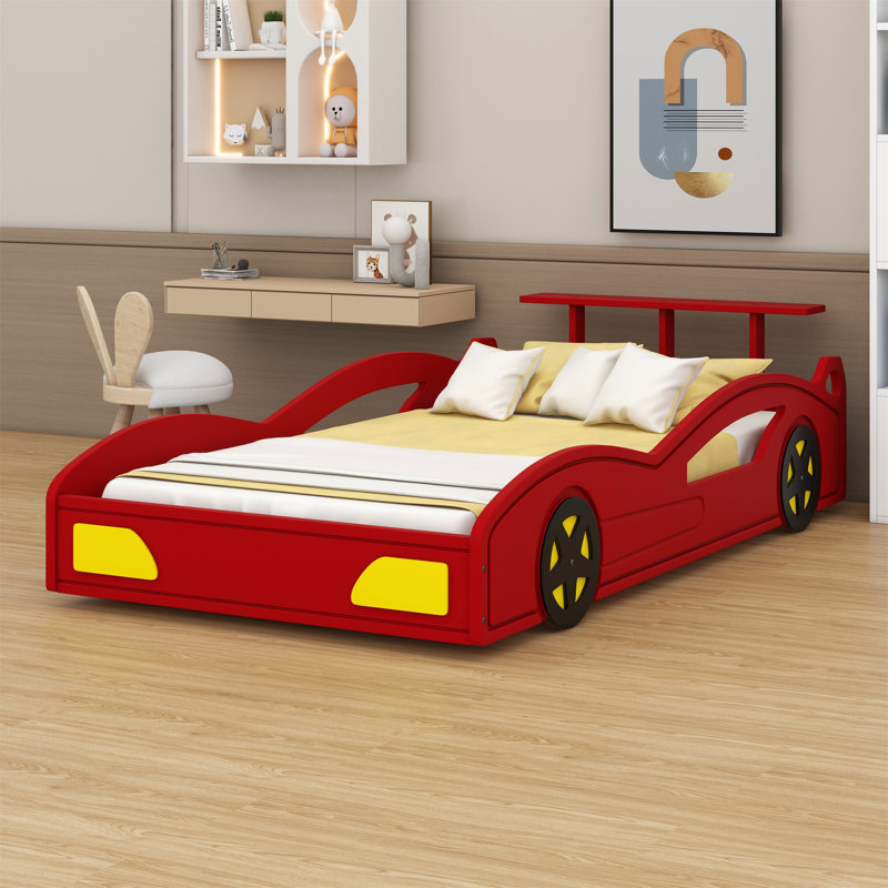 Lit plateforme en forme de voiture, Rouge