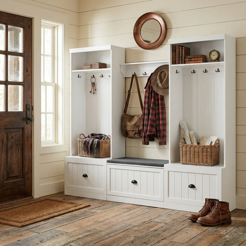 Aadian Hall Tree 90.7'' Wide with Bench and Shoe Storage