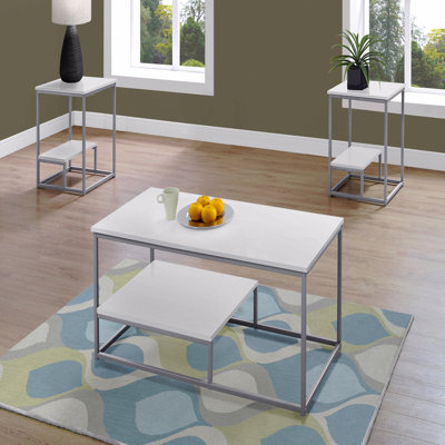 Table Set, 3Pcs Set, Coffee, End, Side, Accent, Laminate, Metal, Contemporary, Modern