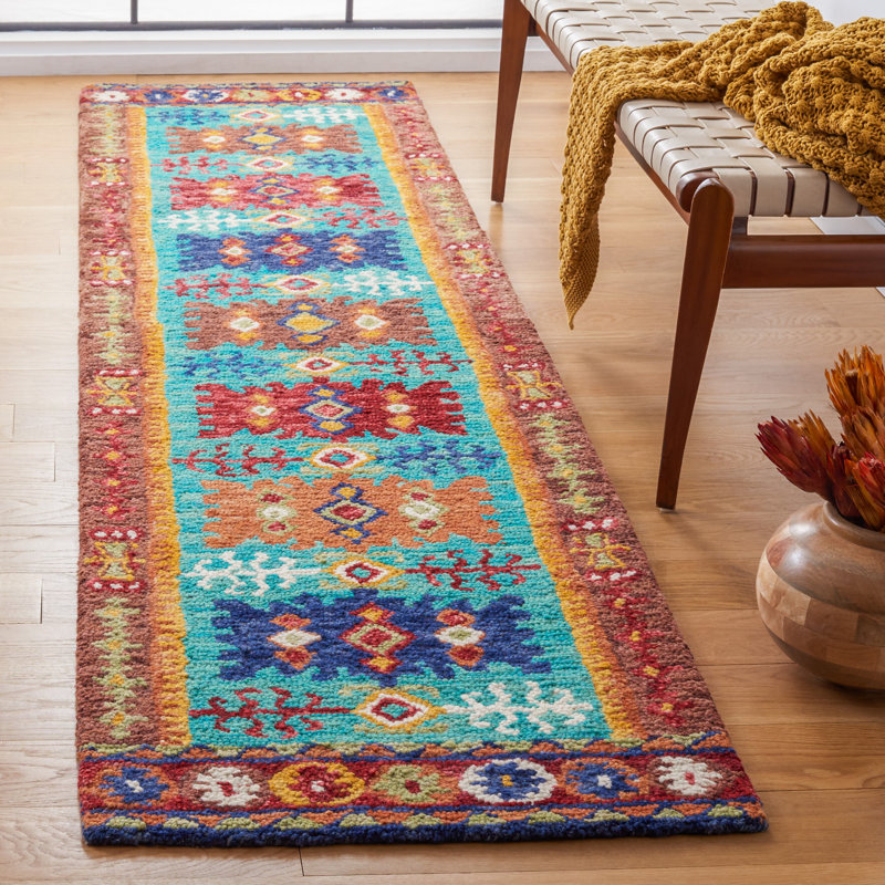 Tapis en laine touffeté à la main Vahakn, Tapis de couloir 2 pi 3 po x 9 pi