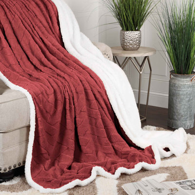 Superior Jacquard Lattice Fleece Plush Sherpa Reversible Blanket Medium Weight Fluffy Bedding